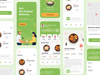 Food Delivery App app burger button cart concept delivery food graphics icon interface list search ui ux