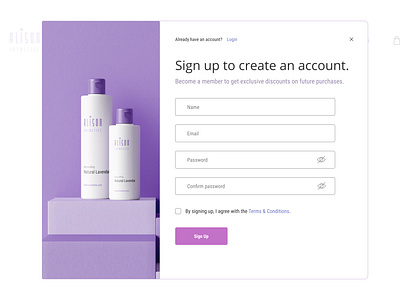 Alison Cosmetics - Sign Up Modal