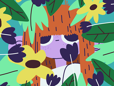 Flower girl character design flowers illustration illustrator pattern patterns