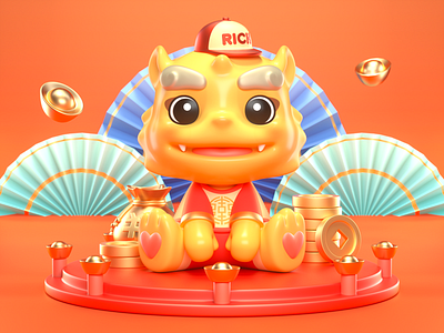 LINGXI-2021 Chinese new year 3d 3d art branding c4d character finance illustration modeling ui ux