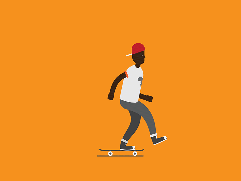 African Skateboarder africa animation black cool gif kick loop orange push skateboard skateboarder warm