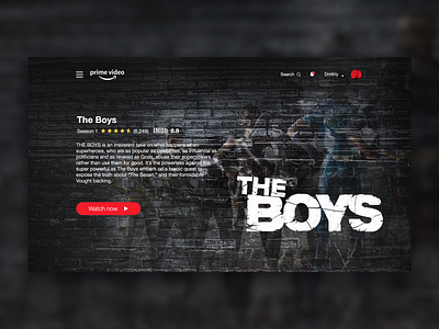 Prime video redesign concept adobe photoshop adobe xd app color concept dark design figma interface landingpage prime video sketch theboys ui ux web webdesign