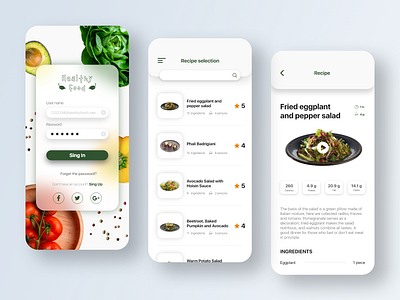 HealthyFood App adobe photoshop adobe xd app clean color concept design food app minimalism mobile app mobile ui ui ux