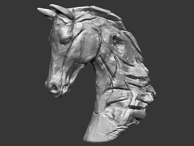 3D Model of Head Horse Sculpted In Zbrush 3d illustration