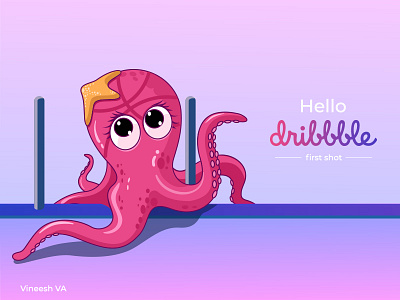 Hello Dribbble digital drawing illustration