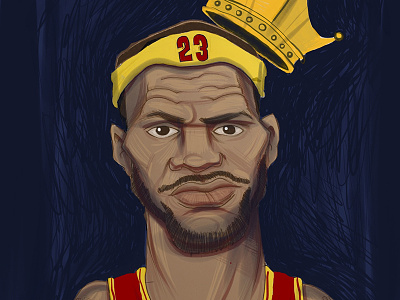 King James basketball caricature color digital illustration face figure hand drawn illustration lebrun james portrait