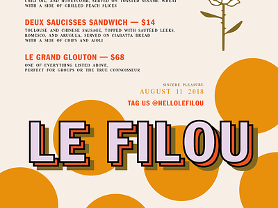 Le Filou – August 11 Menu branding graphic design le filou logo menu menu design pop up restaurant typography