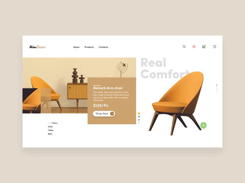 Furniture Web Landing Page furniture e commerce interaction design uiux web design