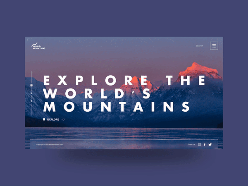Explore The World's Mountains Web adobe adobexd auto animate clean design designer interaction design minimal ui uiux xd