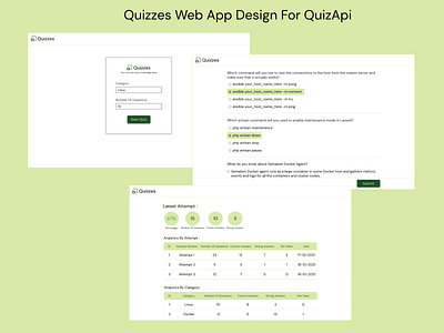 Quizzes Web App Design For QuizApi developer quiz product design quiz