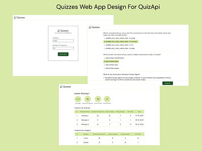Quizzes Web App Design For QuizApi