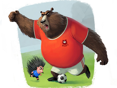 Bear vs Hedgehog advertising character design children children illustration childrens book illustration