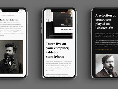 Classical.FM app concept branding desktop design iphone x mobile responsive typography ui webpage design