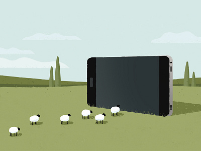 Why Smartphone Disturb Your Sleep? editorial illustration nature sheep smartphone texture vector