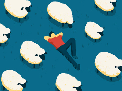 Sheeps character characterdesign color illustration nap sheep summer summertime texture vector