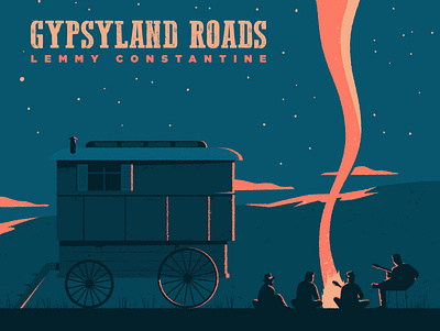 Gypsyland Roads artwork band caravan character firecamp gypsy illustration landscape music night nightcamp texture vector