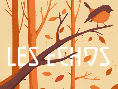 Les Echos Autumn autumn bird color editorial editorial illustration forest illustration texture vector woods