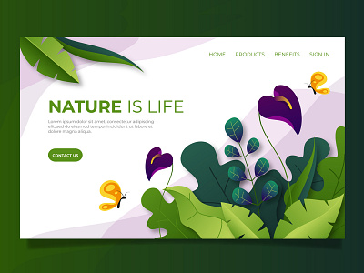 Nature Landing page branding design digital icon illustration illustrator logo ui