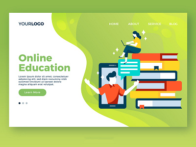 Education Online Landing Page branding design digital illustration illustrator ui