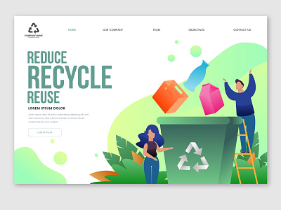 Recycle Landing Page branding design digital illustration illustrator ui web