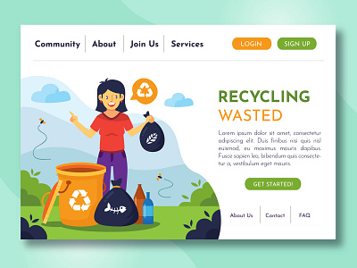 Recycling Landing Page app art branding design digital icon illustration illustrator logo mountain typography web