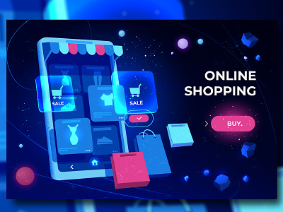 Online Shopping branding design digital illustration illustrator