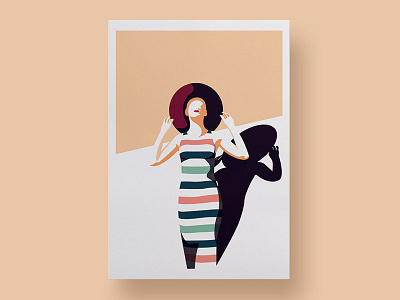 Woman Pose cream fashion hat illustration instagram magazine pose silhouette sun vector woman