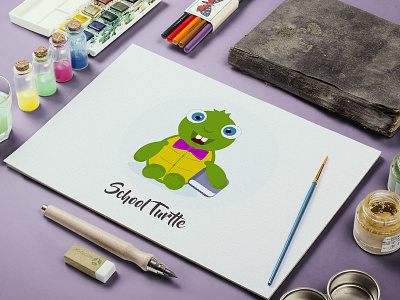 School Turtle cartoon character school turtle