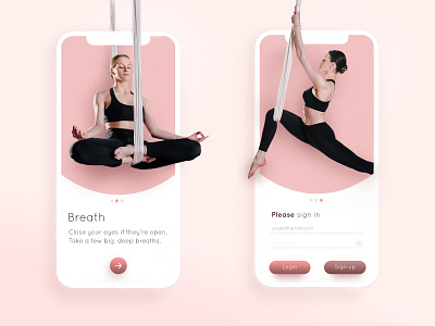 yoga app app design fitness pink ui ux yoga