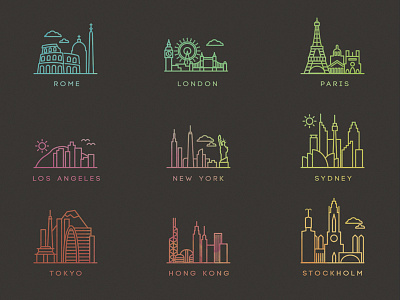 Watercolor City Icon Set