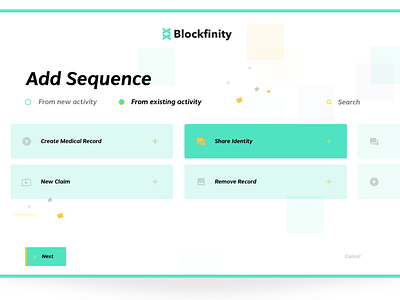 Create Identity Screen app blockfinity branding design ui ux web