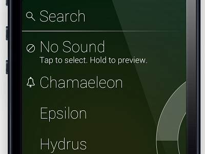 Select A Sound list select sound