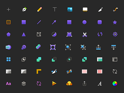 Midnight 2 - Colored Icons dark icons interface layout midnight plugin sketch sketchapp tools ui ux vector