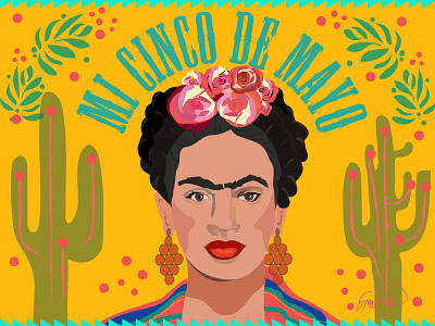 Frida Cinco de mayo Poster beauty cinco de mayo concept design fashion frida kahlo illustration illustration design poster poster art typography