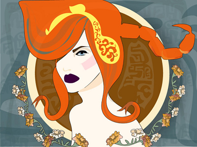 I AM SCORPIO beauty design digital art fashion horoscope illustration pattern poster scorpio