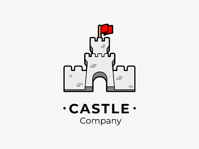 Logo "Castle Company" art castle flag gate grey guard icon knight logo logotype red stone
