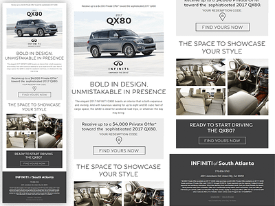 INFINITI QX80 Email Blast automotive email design email layout type