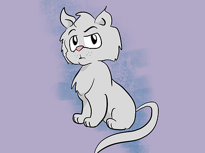 Skeptical Cat cartoon character design illustration