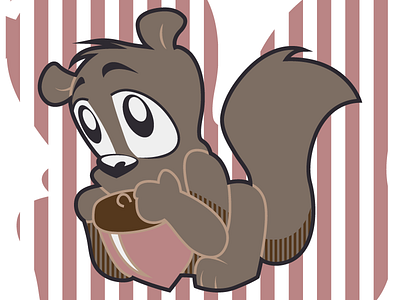 Squirrel with Acorn cartoon illustration line pattern sketch squirrel