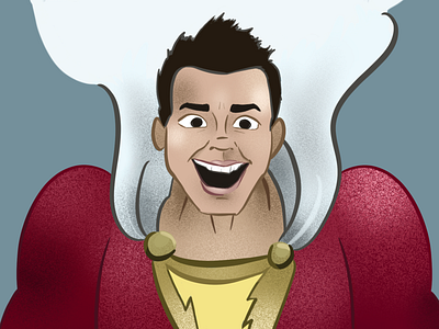 Shazam cartoon cartooning character design illustration procreate shazam superheroes zachary levi