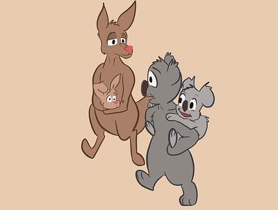 Marsupials animals animals illustrated cartooning character design digital art illustration kangoo koala