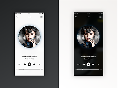 Monochrome themed Music Player app black and white clean entertainment media player mobile music song