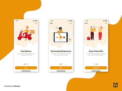 Food Delivery Service Onboarding illustration interaction design interface ui ui ux ui design uidesign uiux user interface