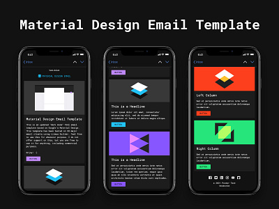 Material Design Dark Mode - Free HTML Email Template email design email marketing graphic design web design