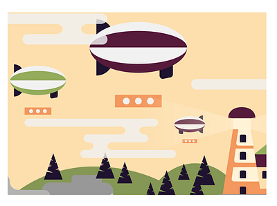 Airships airship artwork beer branding branding brewery clouds design digitalart graphic design illustration lighthouse trees vector vector illustration