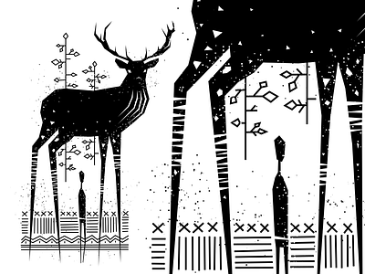 Deer deer forest illustration man ornaments vector