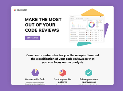 Landing for Commentor brand branding colorful design flat flat illustration illustration landing landingpage logo minimal minimalist playful ui ux web webapp