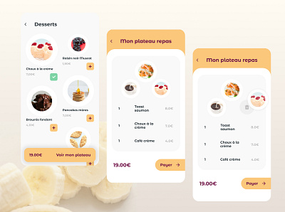 Meal tray delivery app concept app checkout page concept design food meal meal delivery menu playful ui ux white yellow