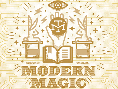 Modern Magic Label beer brewing bunny icons illustration label lines magic rabbit