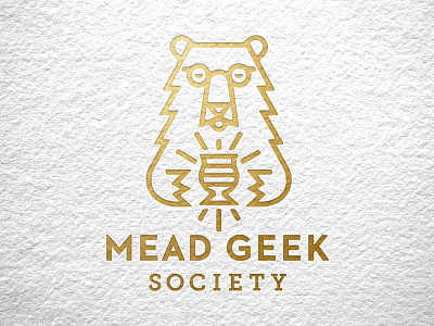Mead Geek Society Logo bear glass glow illustration line logo nerd secret society typography